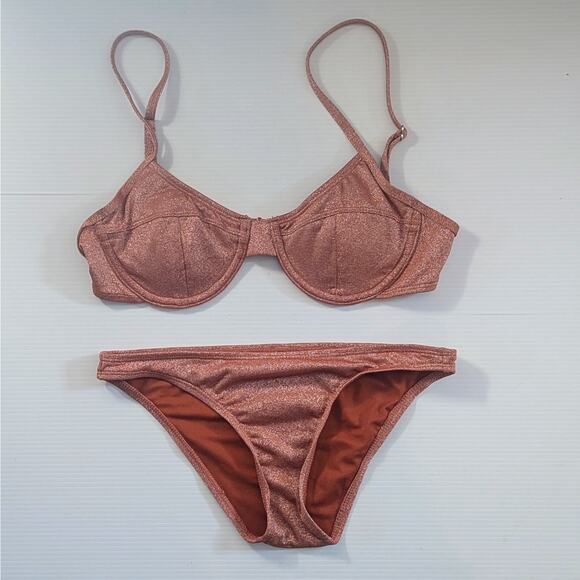 Xhilaration Shimmer Bikini Set – Rust Orange (Top M, Bottom S) - Picture 1 of 2